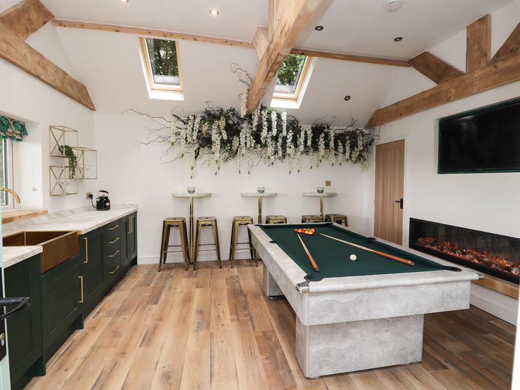 High end holiday home kitchen and snooker room that has been rewired