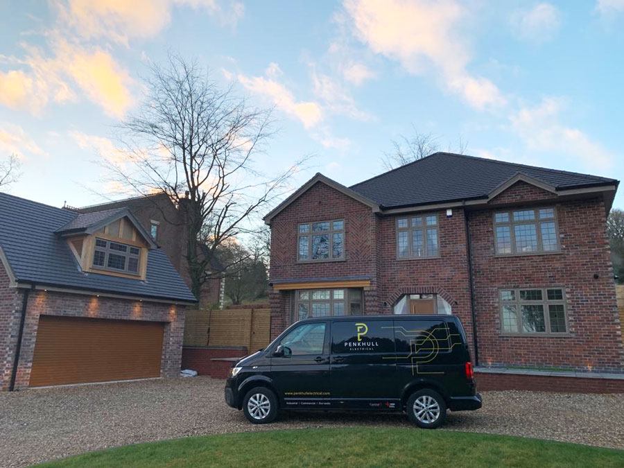 Penkhull Electrical van outside a luxery home in Stoke on Trent that is has the Control4 System installed